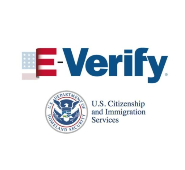 Logo for the E-Verify program of U.S. Citizenship and Immigration Services